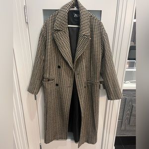 Zara oversized houndstooth plaid coat
